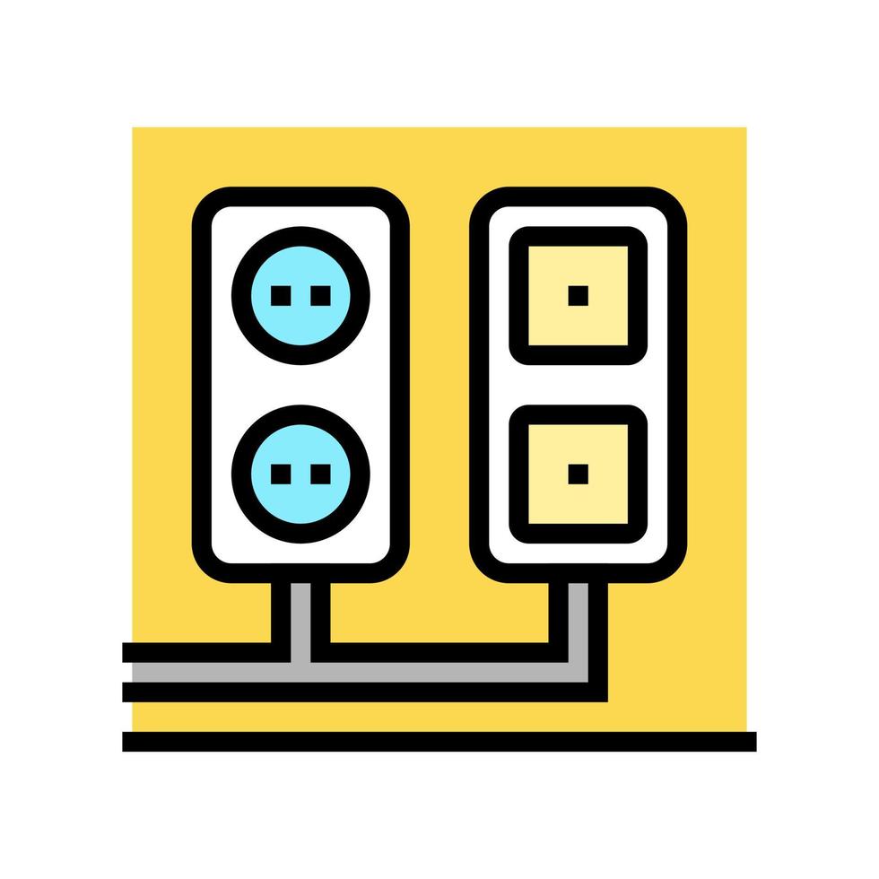 socket and antenna output installation color icon vector illustration