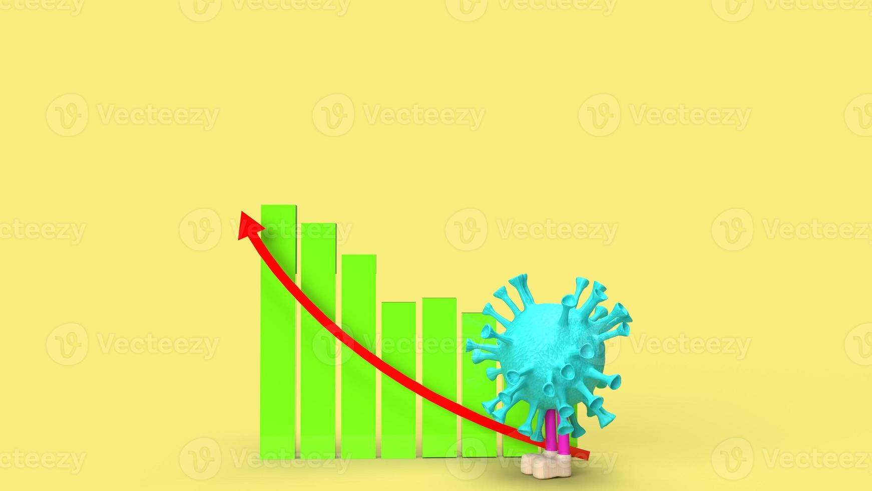 gráfico de virus y representación 3d multicolor de flecha. foto