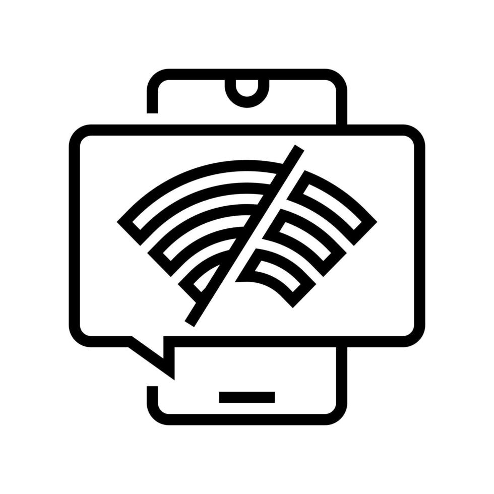 wifi disconnected mobile phone line icon vector illustration