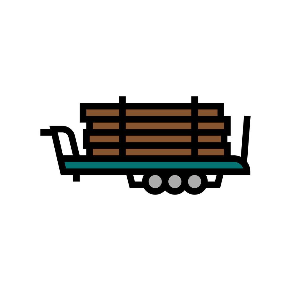 trailer with wood timber color icon vector illustration