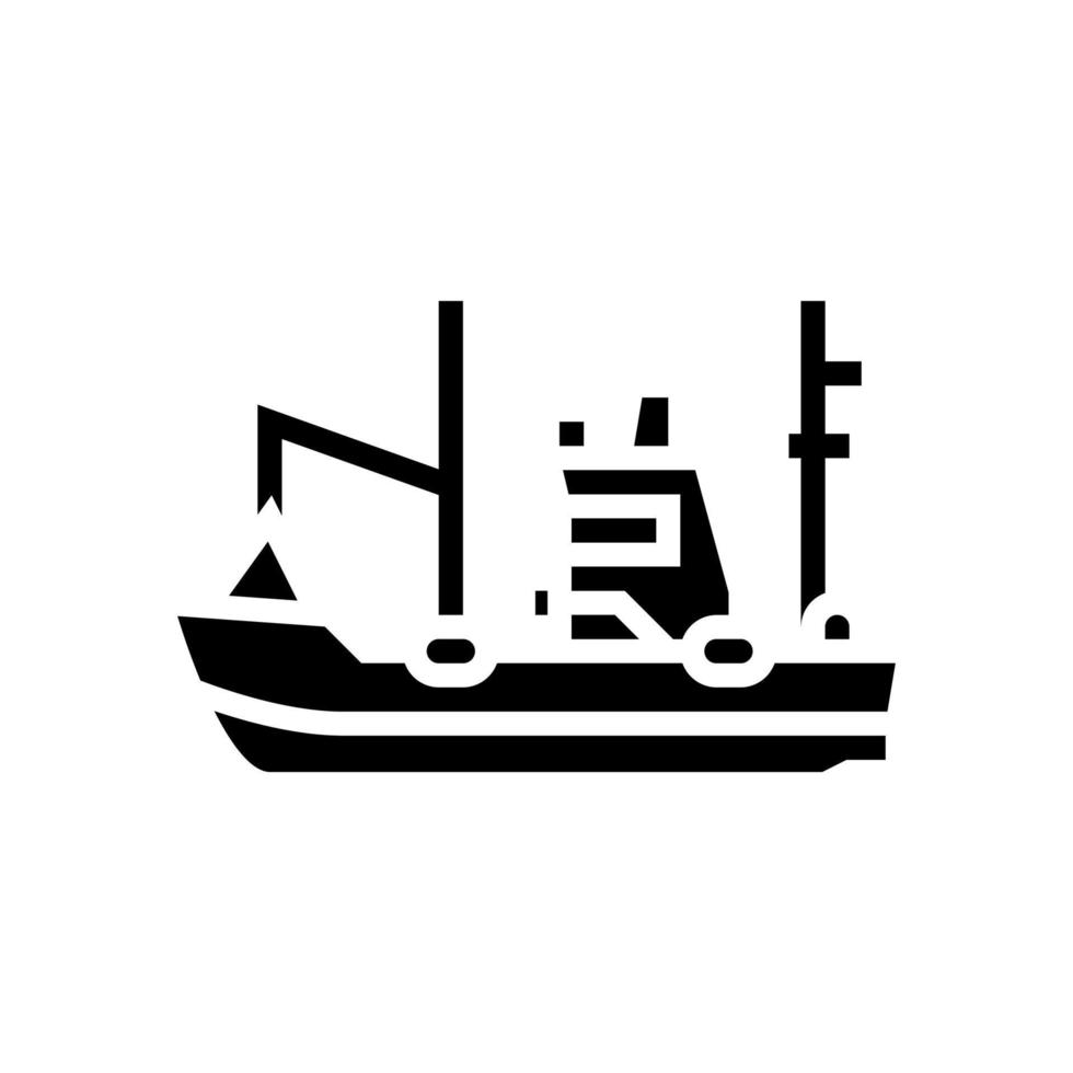 barco de pesca glifo icono vector ilustración