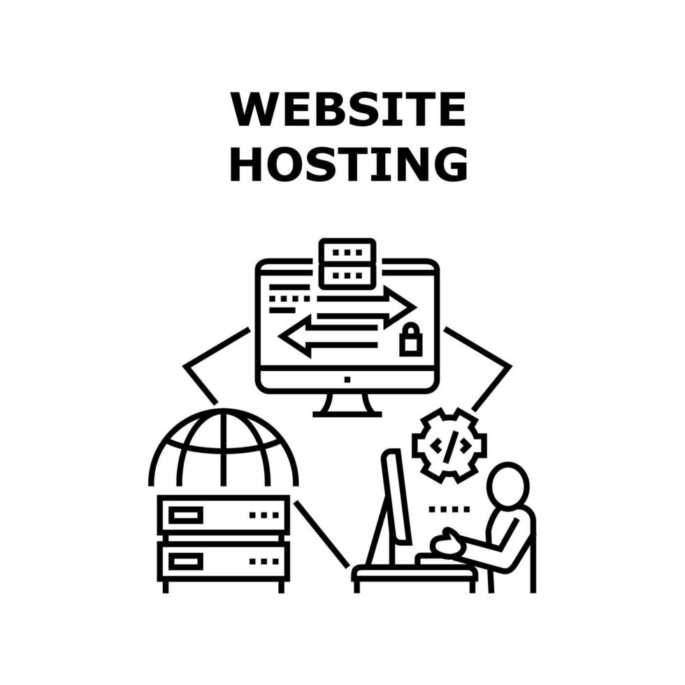 Website Hosting Vector Concept Black Illustration