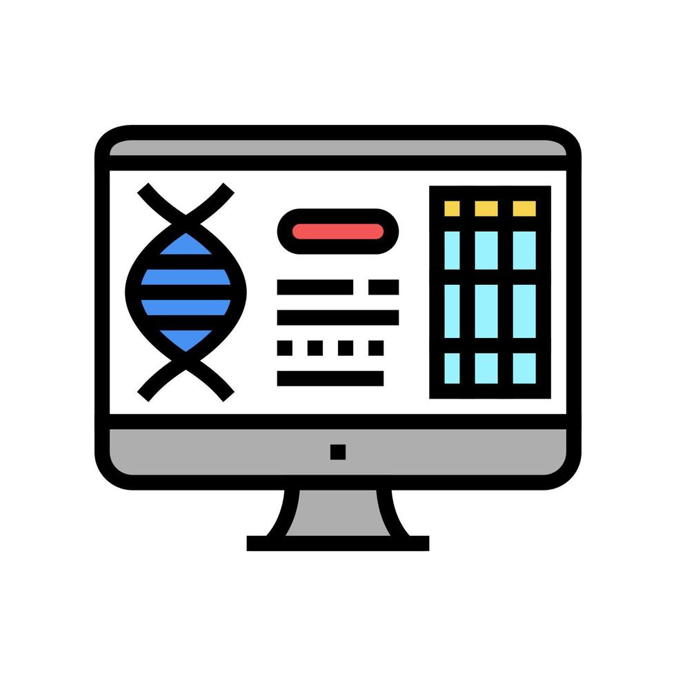 ilustración de vector de icono de color de molécula genética de investigación informática