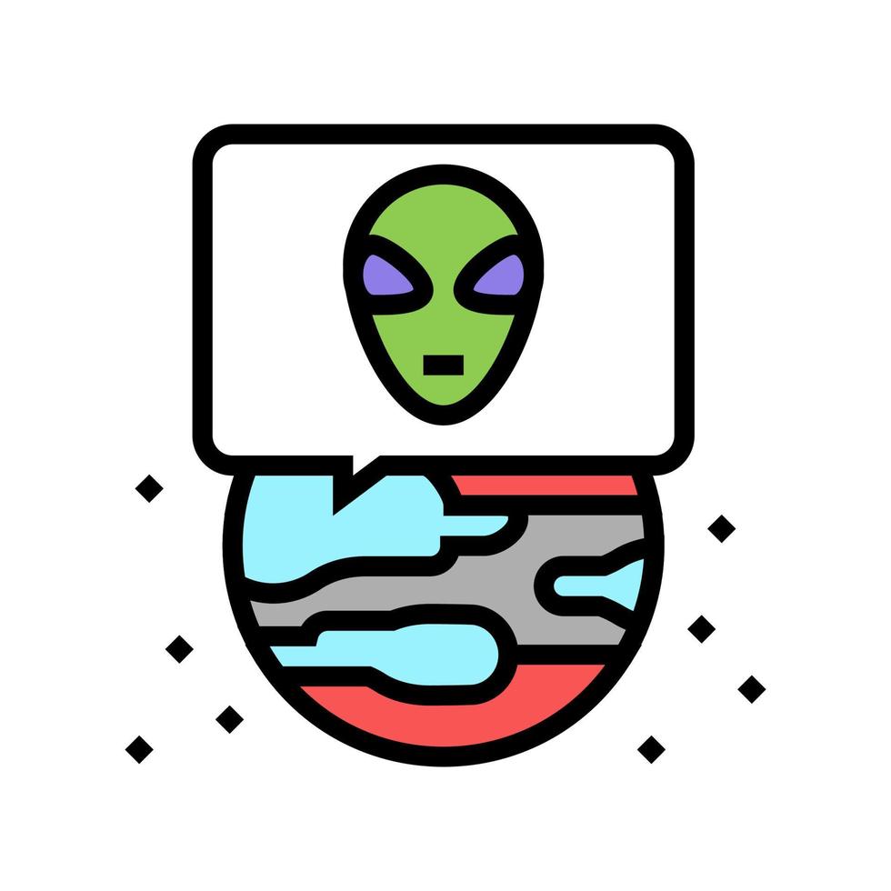 alien planet color icon vector illustration