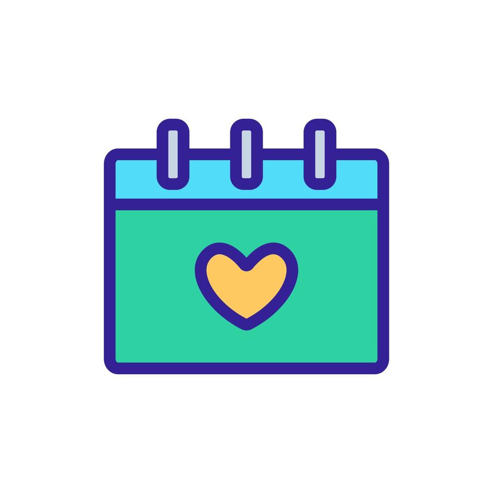 calendar with heart icon vector. Isolated contour symbol illustration vector