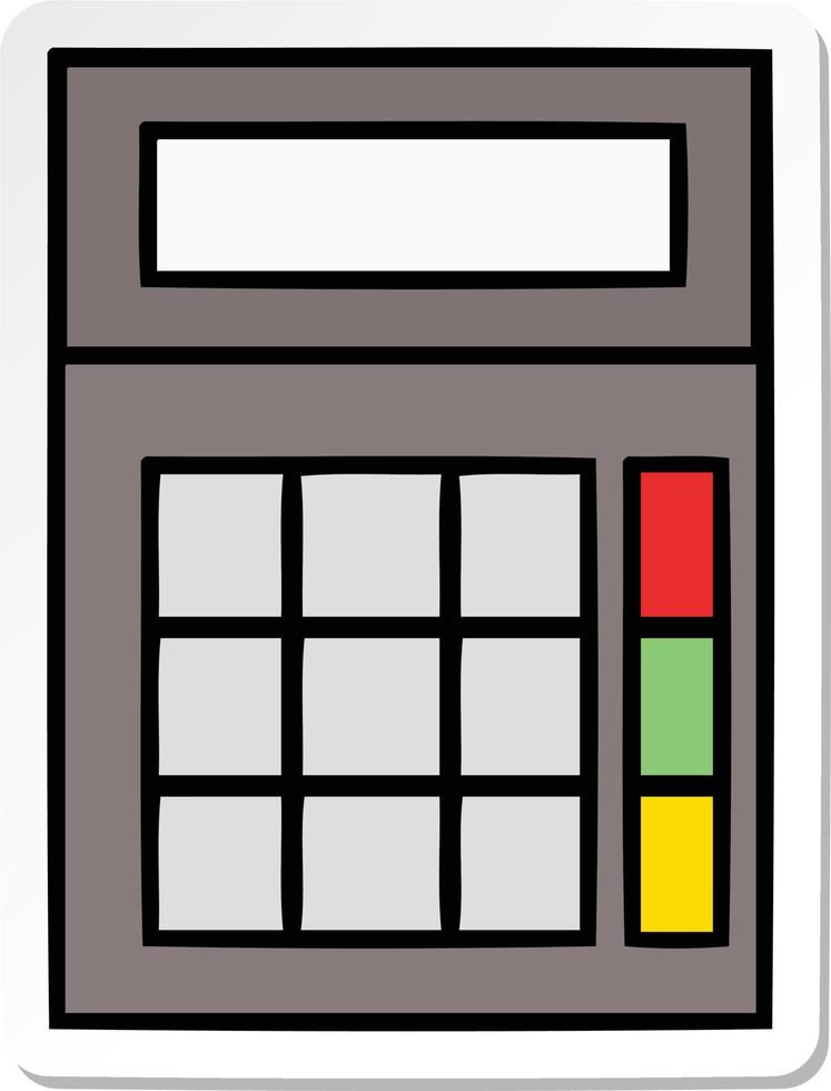 sticker of a cute cartoon school calculator vector