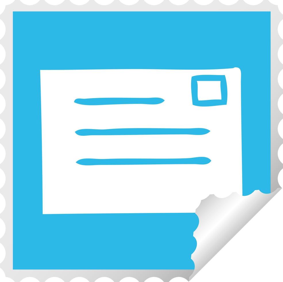 square peeling sticker cartoon letter vector