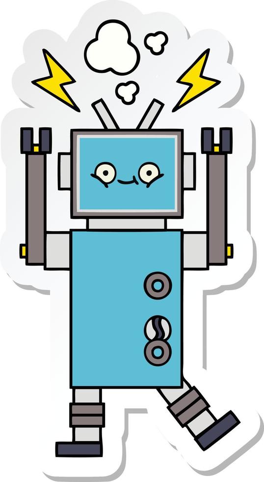 sticker of a cute cartoon dancing robot vector