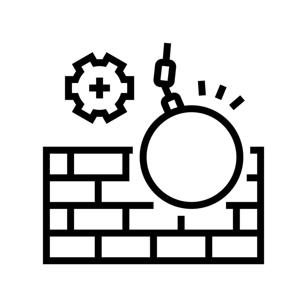 wall building construction dismantling line icon vector illustration