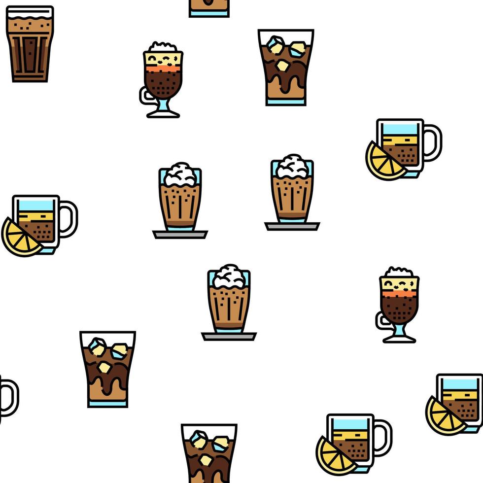 Coffee Types Energy Morning Drink Vector Seamless Pattern