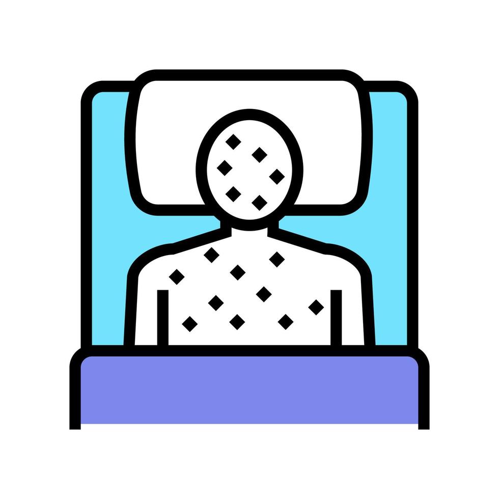 enfermedad humana con erupción en la cama color icono vector ilustración