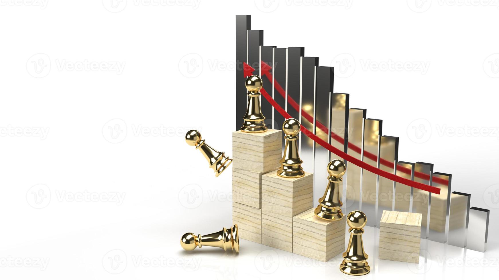 gold chess and chart for business content 3d rendering. photo
