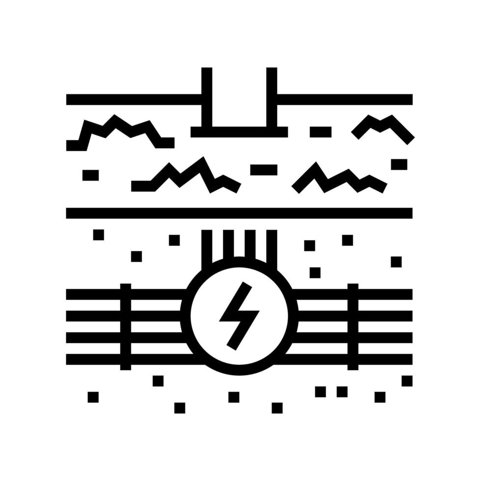 Ilustración de vector de icono de línea terrestre de comunicación de electricidad