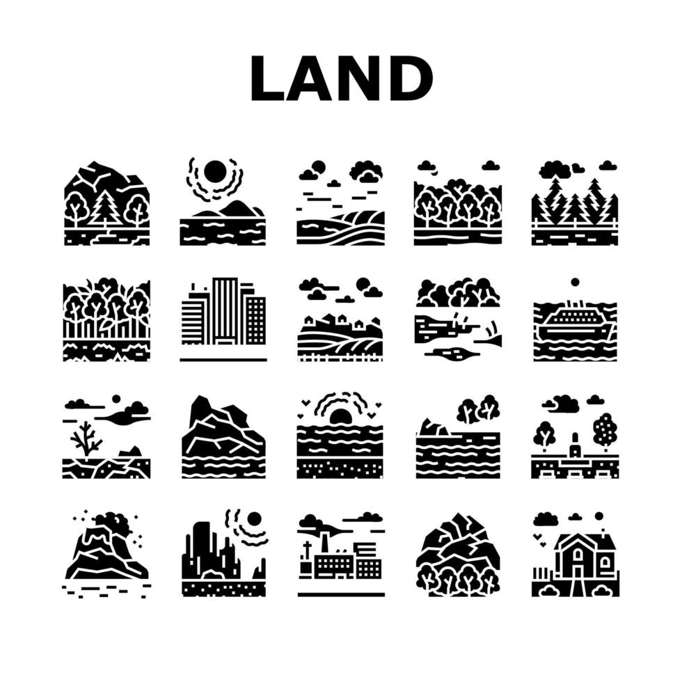 Land Scape Nature Collection Icons Set Vector