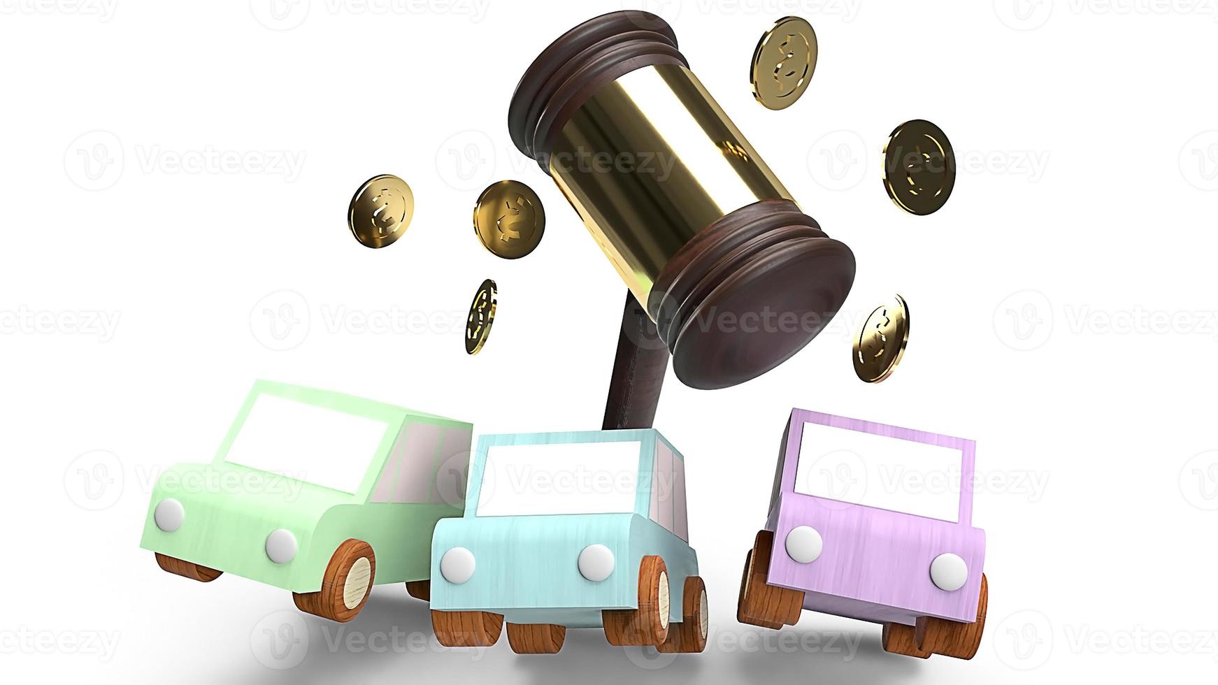 cars and hammer justice for Car auction concept 3d rendering. photo