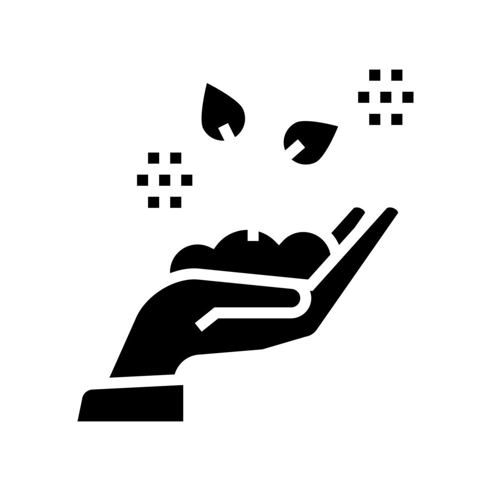 mano que sostiene la ilustración de vector de icono de glifo de planta en crecimiento