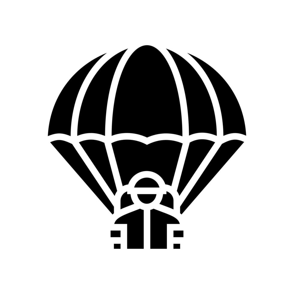 parachute soldier glyph icon vector illustration