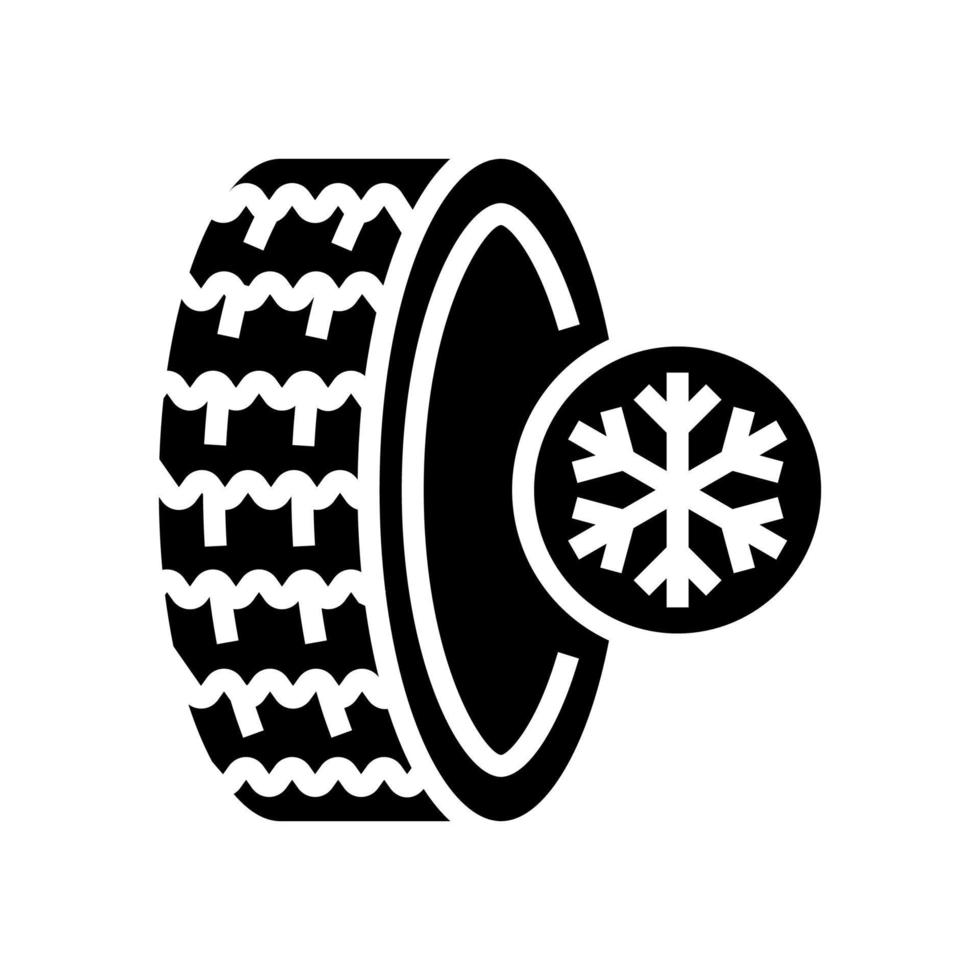 ice winter season tires glyph icon vector illustration