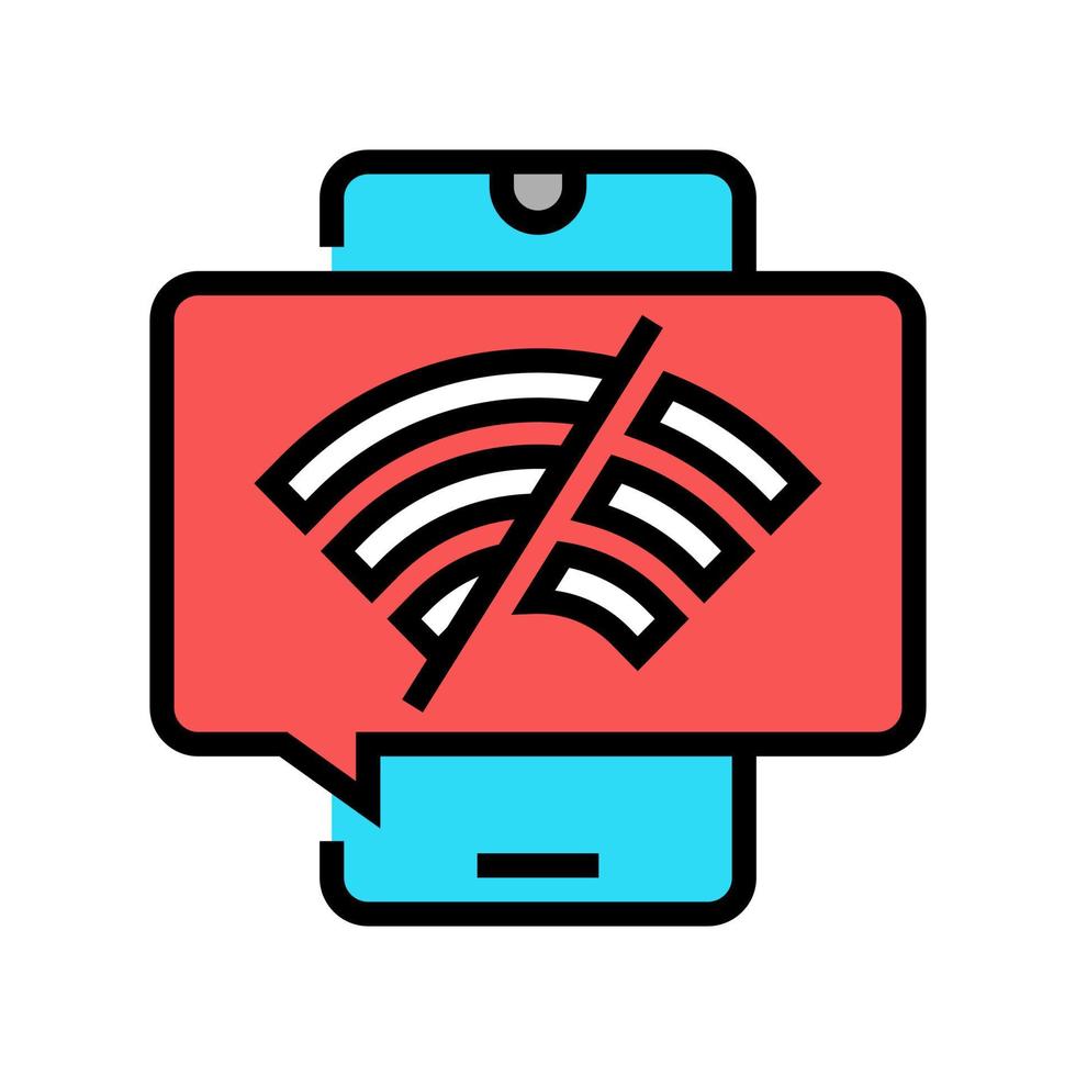 wifi desconectado teléfono móvil color icono vector ilustración