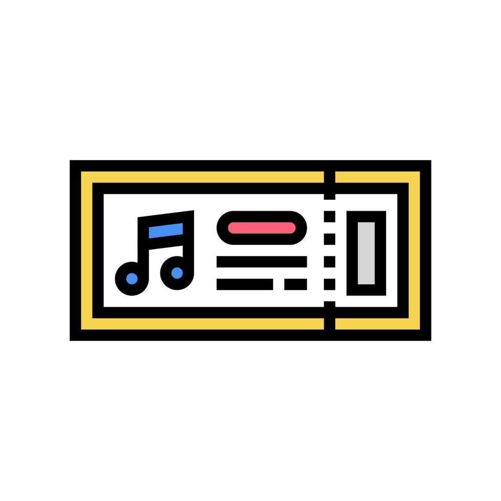ticket on music festival color icon vector illustration