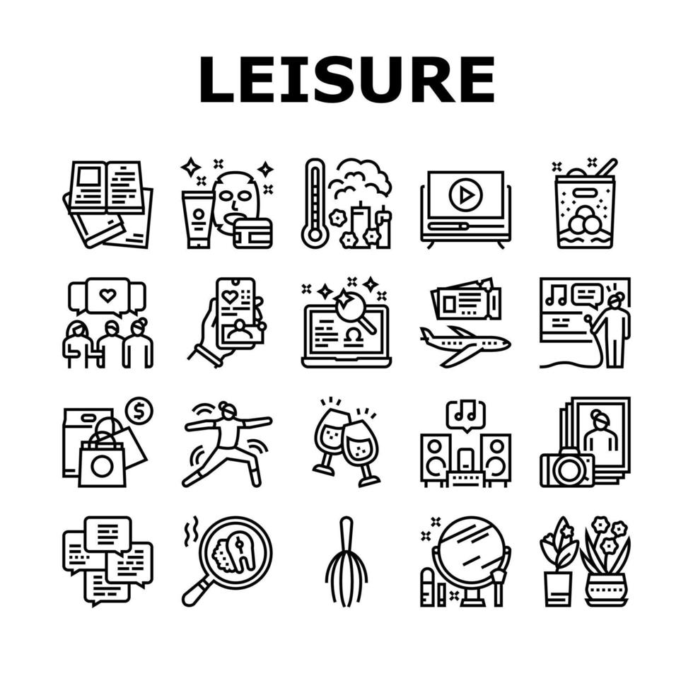 Womens Leisure Time Collection Icons Set Vector