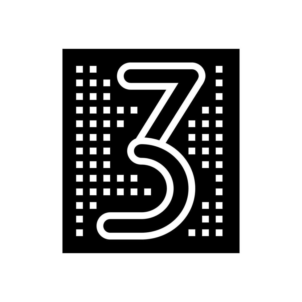 third number glyph icon vector illustration