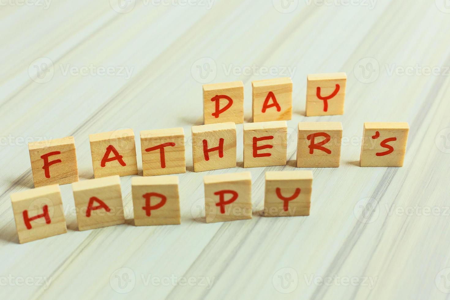 alphabet on small plate on wood table for Father  day image. photo