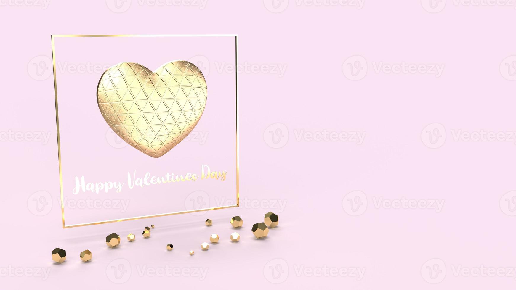gold  heart and gold Fram on pink background 3d rendering for Valentine's Day content. photo