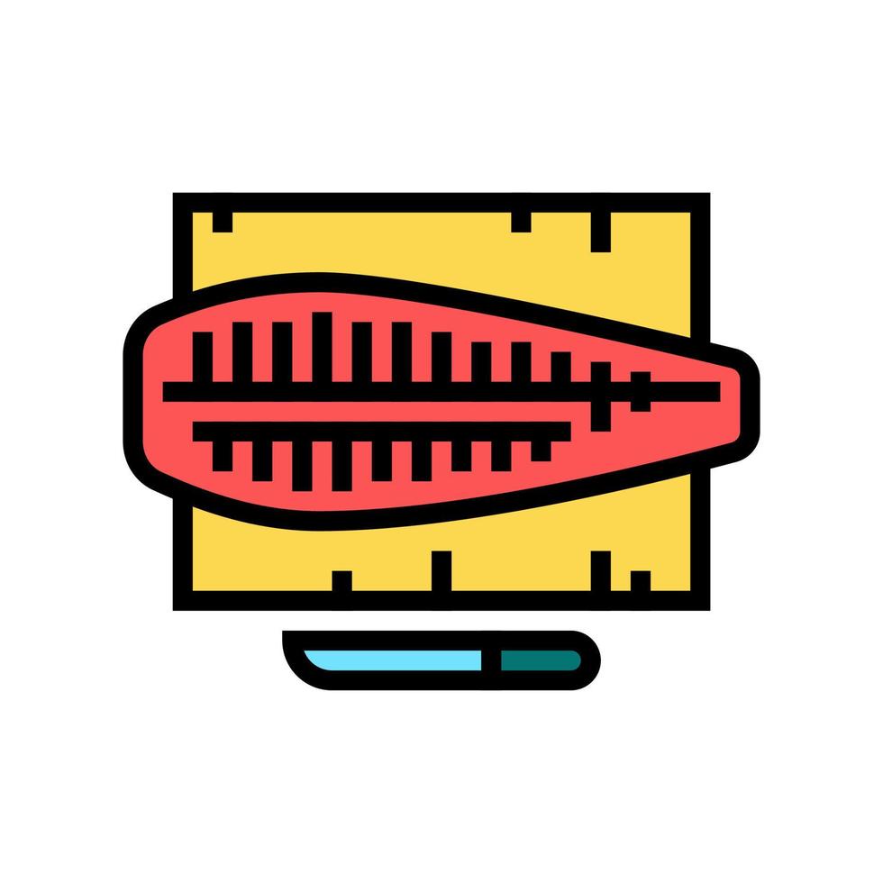 butchering tuna fish color icon vector illustration