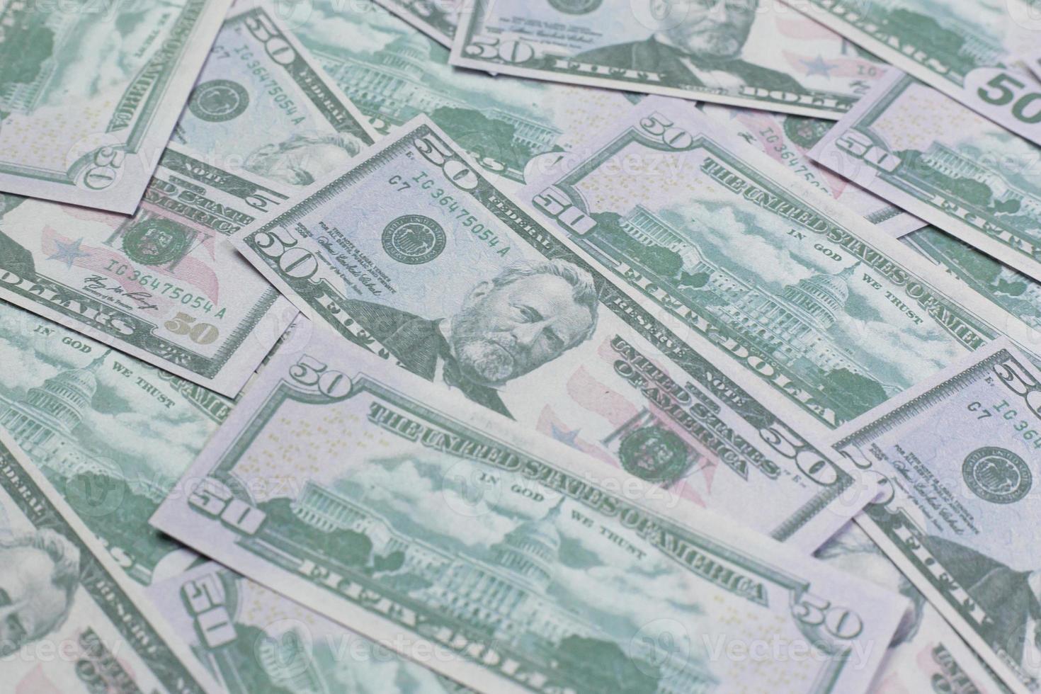 50 dollar banknotes  image close up. photo