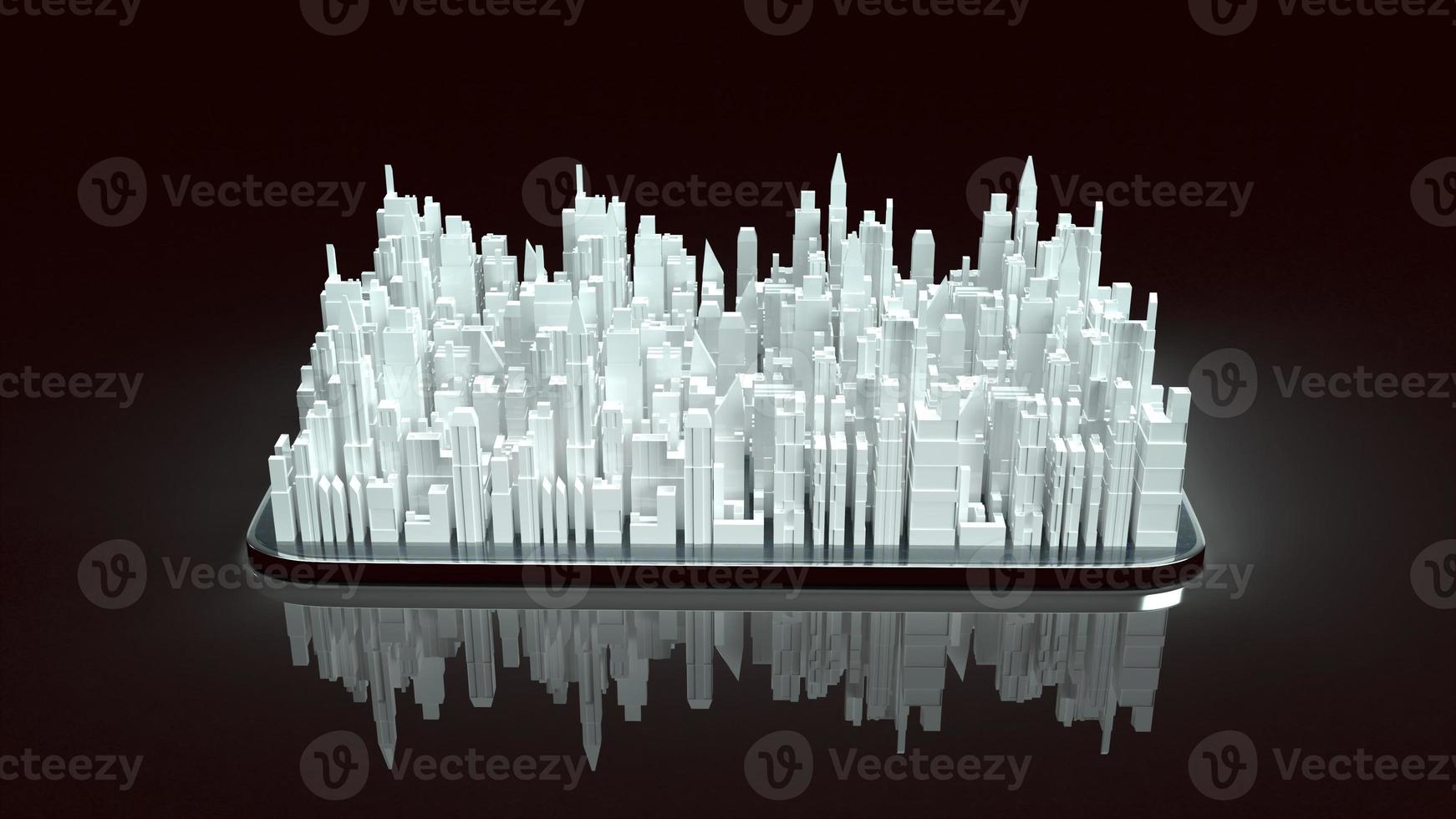 building city on tablet for property content 3d rendering. photo