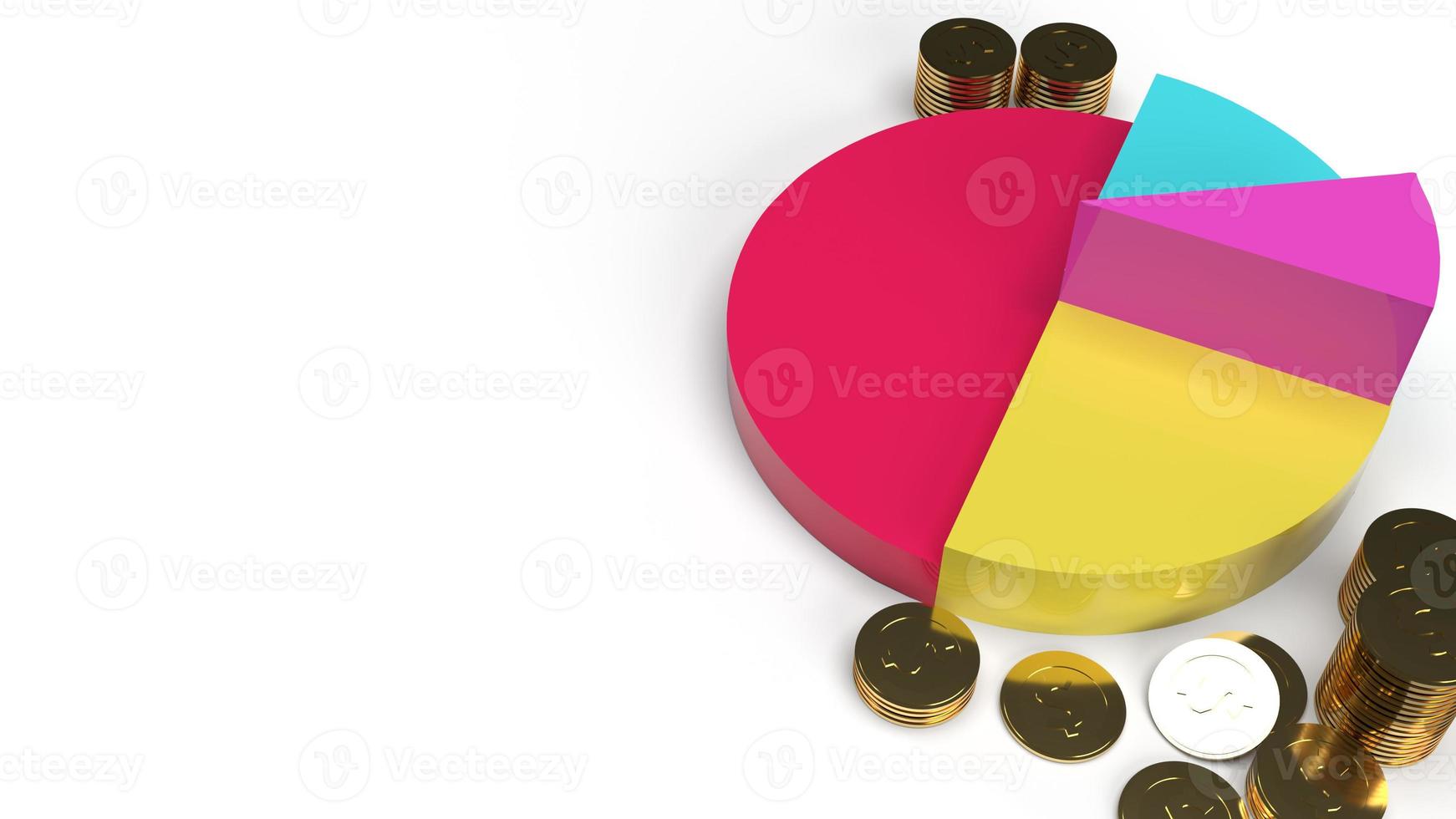 multicoloured pie chart 3d rendering on white background for business content. photo