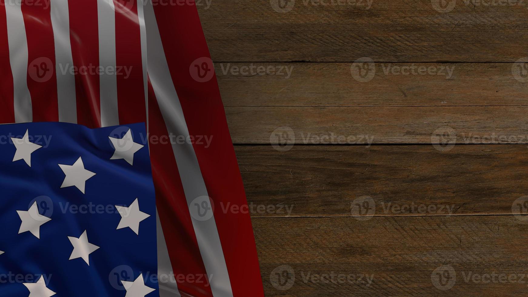 USA flag  placed on old wooden 3d rendering. photo