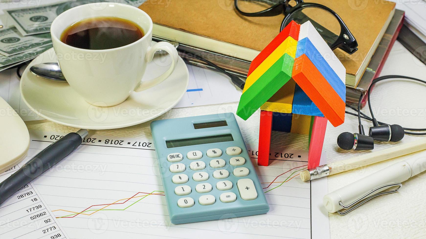 A Home toy on business work table close up image. photo
