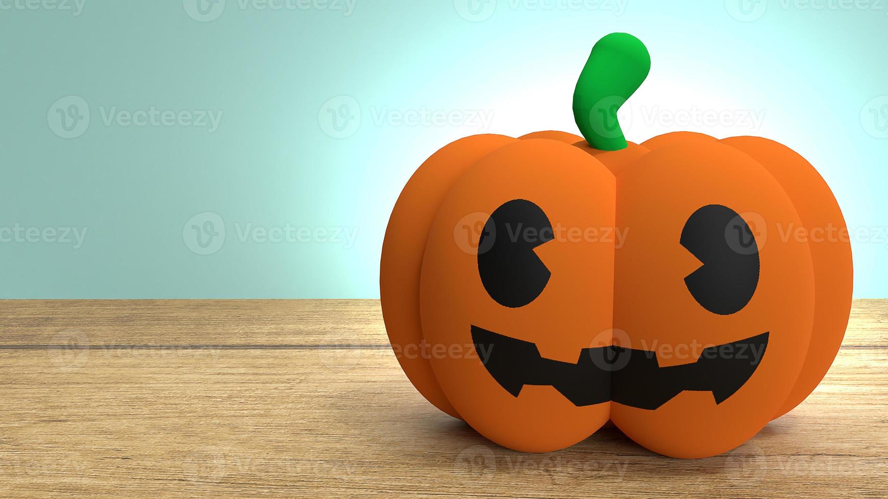 Pumpkin jack on wood background for halloween concept 3d rendering. photo