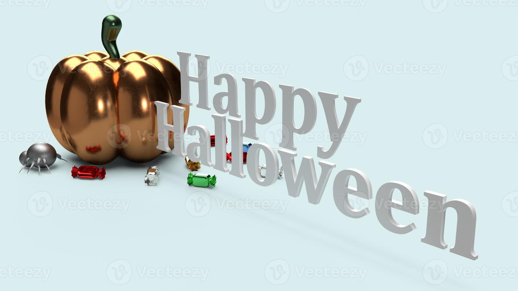 The 3d rendering  pumpkin on blue background for halloween content. photo