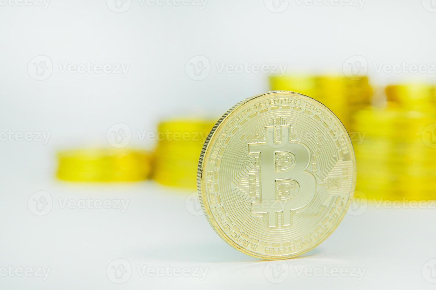 crypto currency concept.Bitcoins ,Gold Coins ,Cryptocurrency with space for your Concept . photo