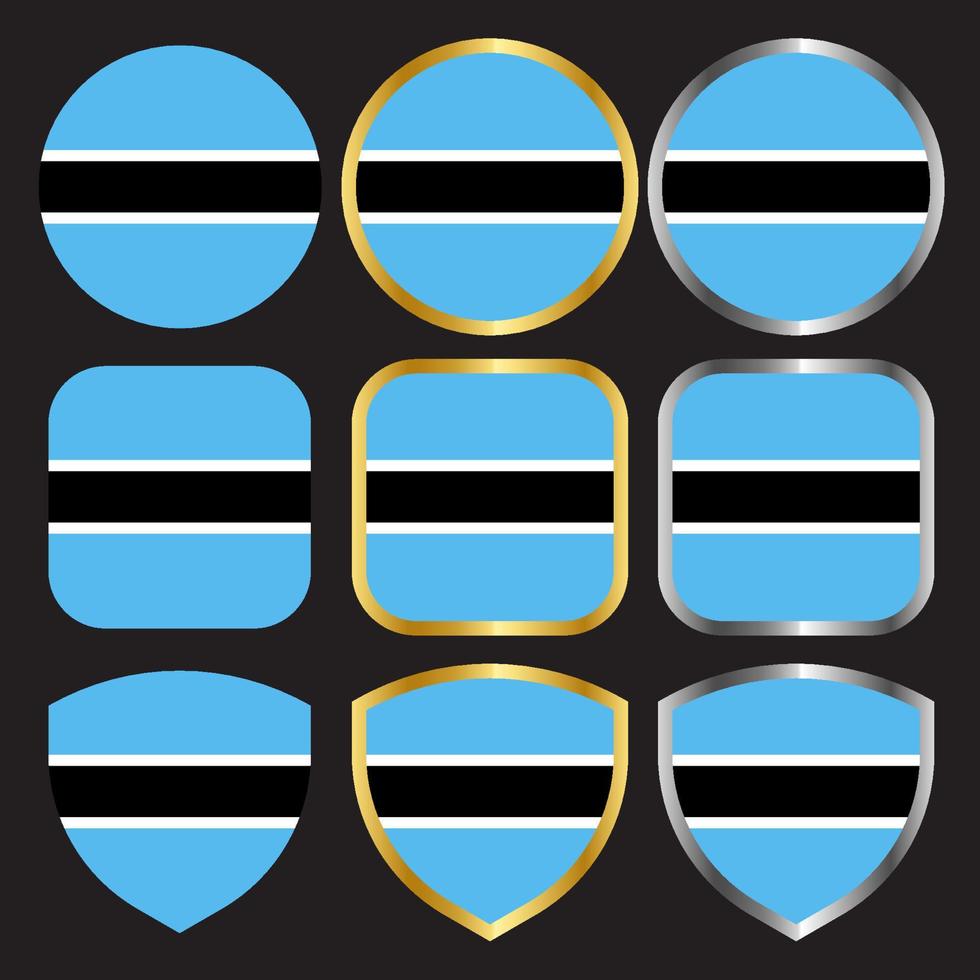 botswana flag vector icon set with gold and silver border