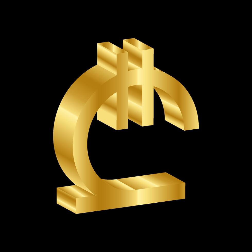 gold 3D luxury lari currency symbol vector