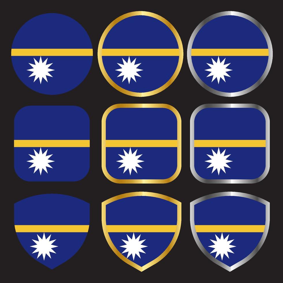 nauru flag vector icon set with gold and silver border-01