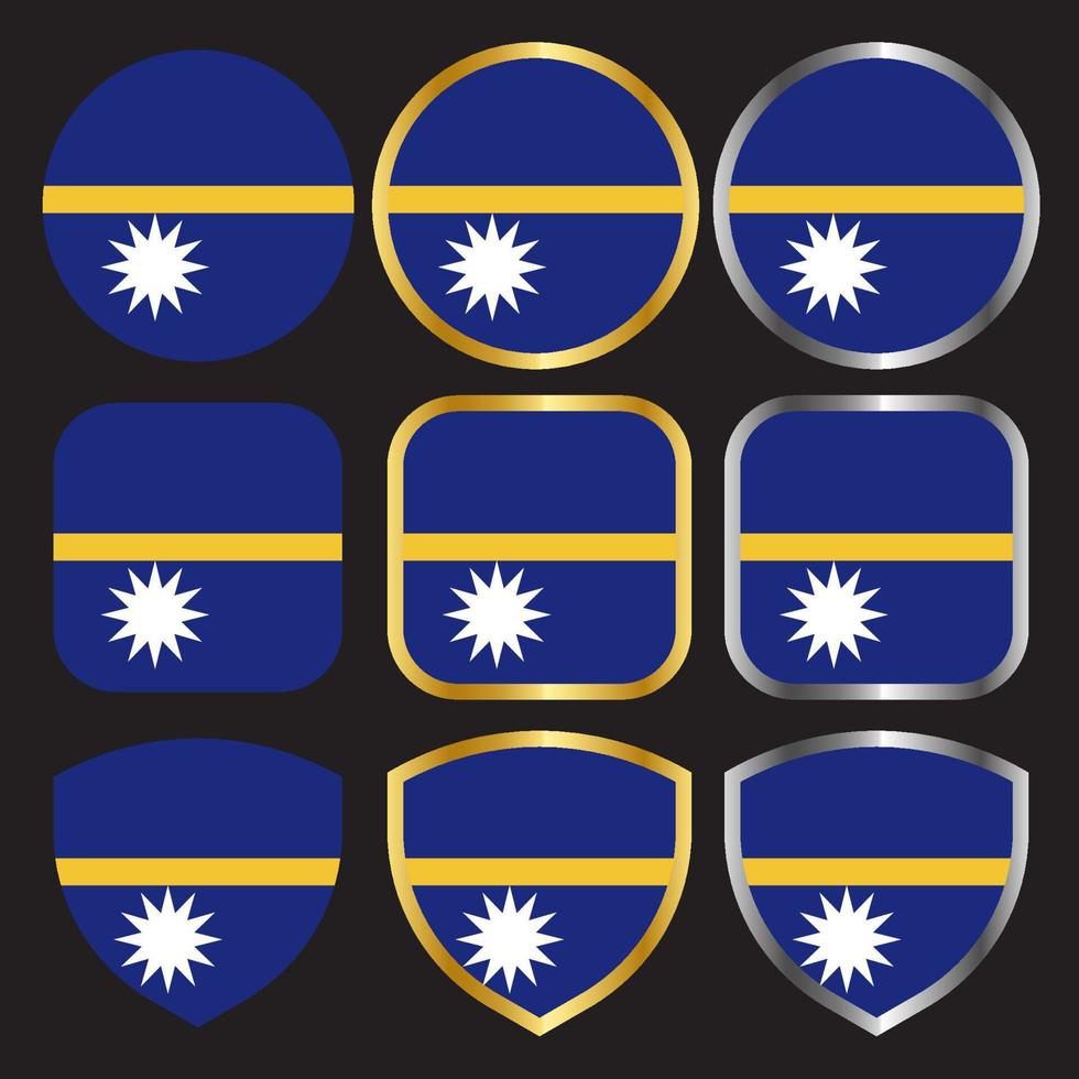 icono de vector de bandera de nauru con borde dorado y plateado-01