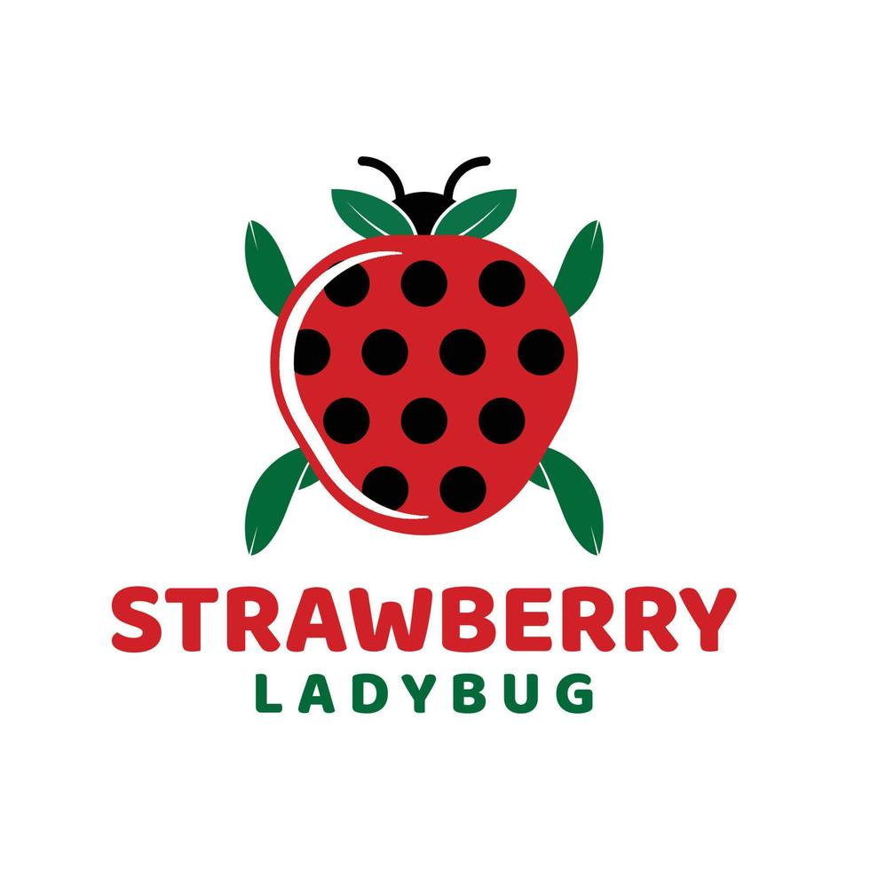 unique strawberry ladybug logo vector template