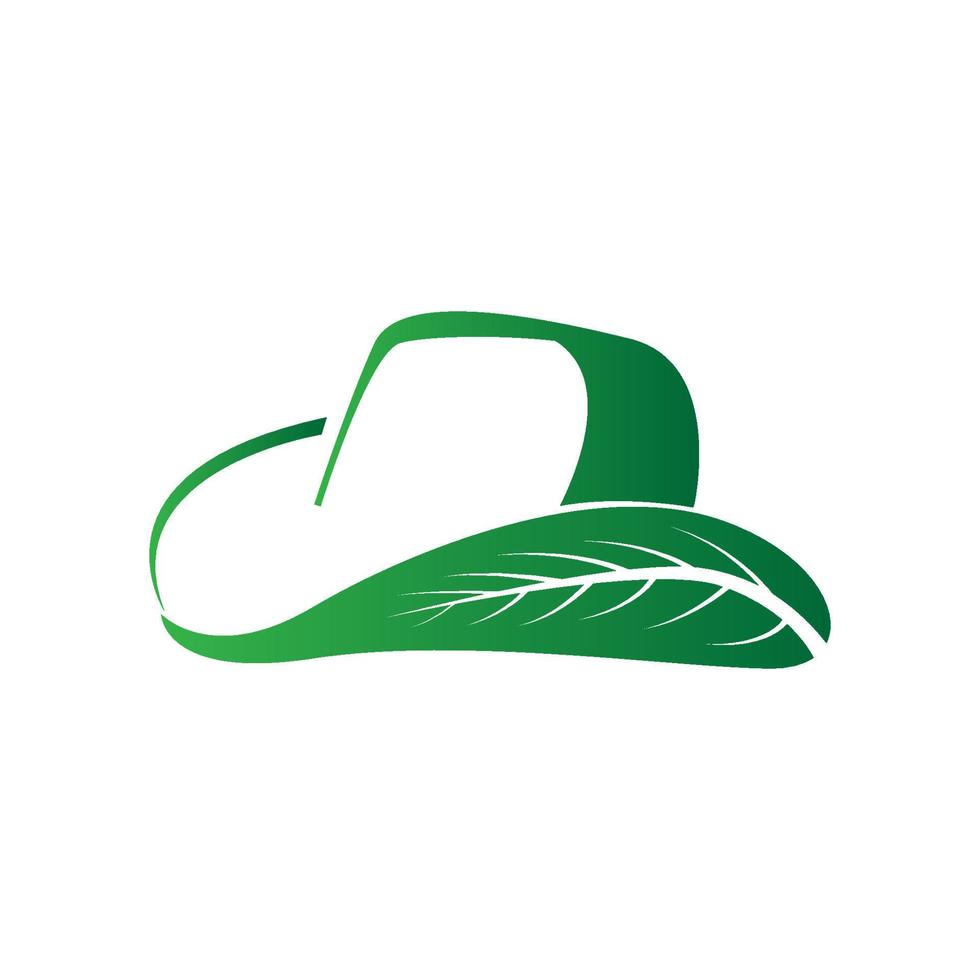 concepto de logotipo de sombrero verde natural vector