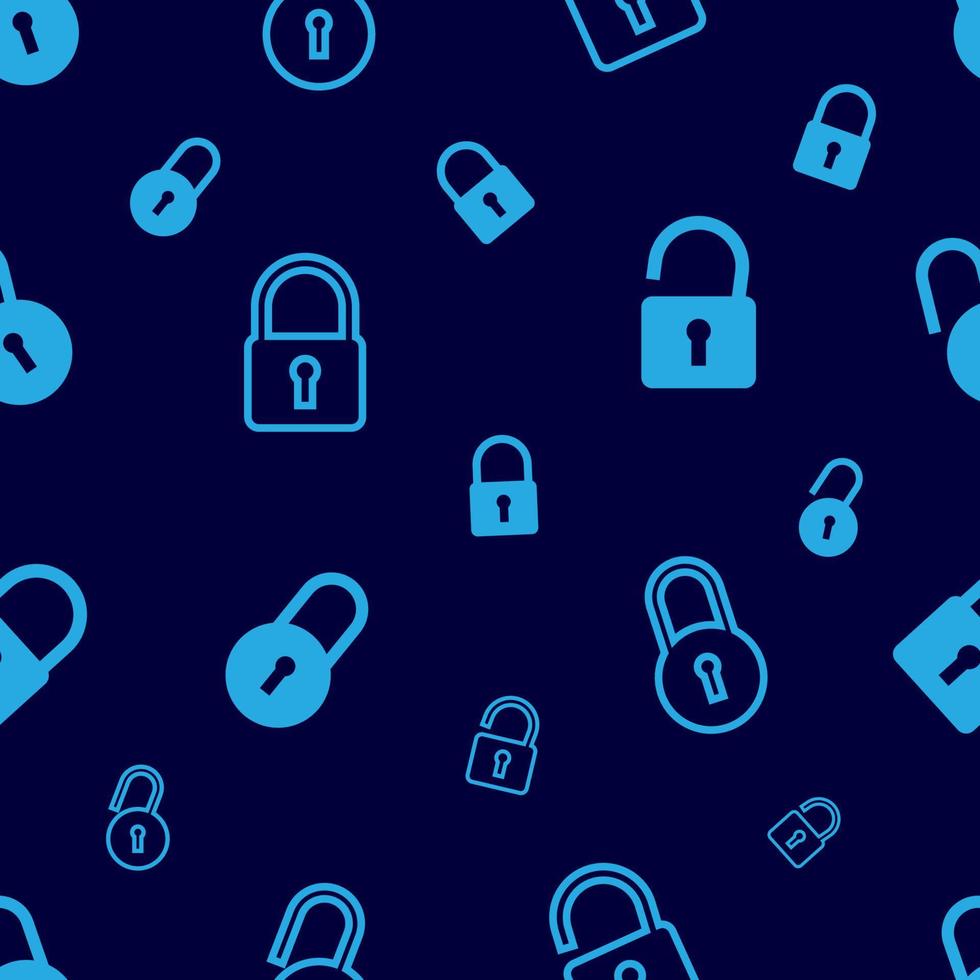 blue simple lock seamless pattern vector