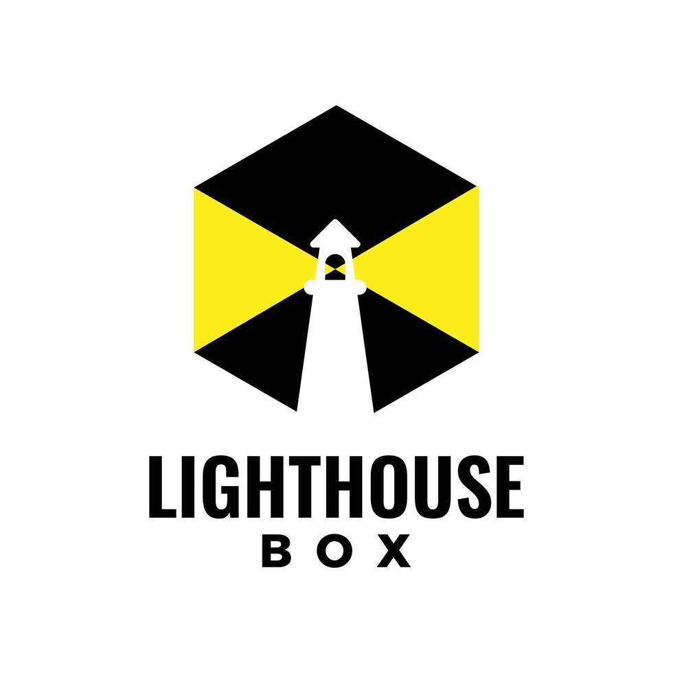 creative and simple lighthouse box cube logo vector template