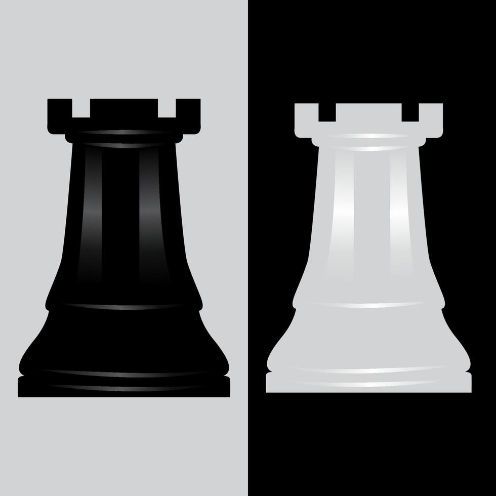Rook black and white chess piece vector illustration