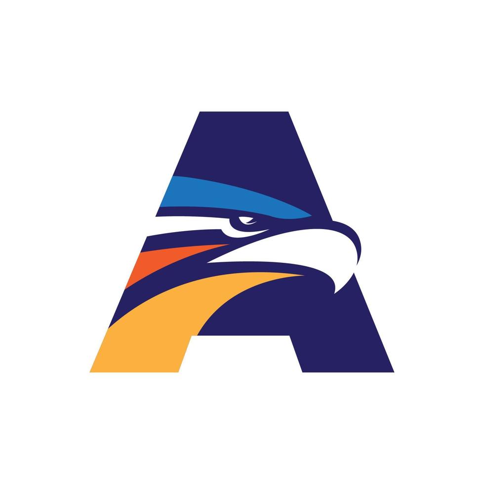 Letter A initial logo with eagle head vector template