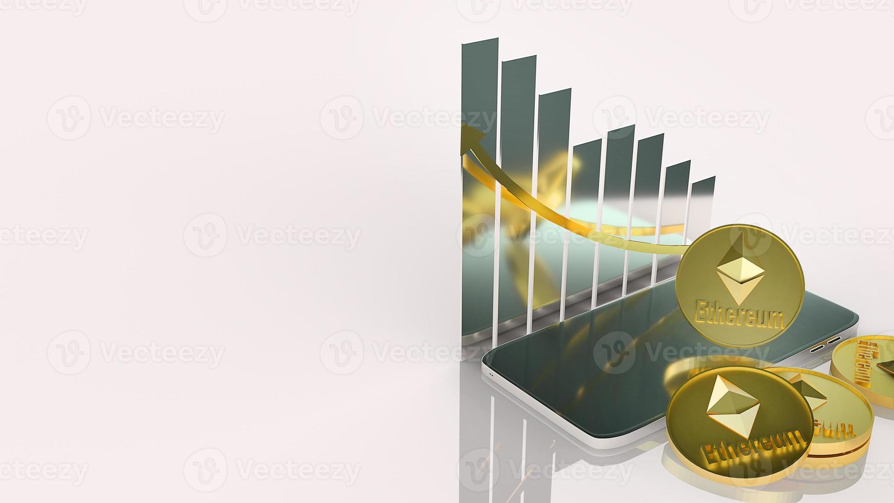 ethereum coins and smart phone for business content 3d rendering. photo