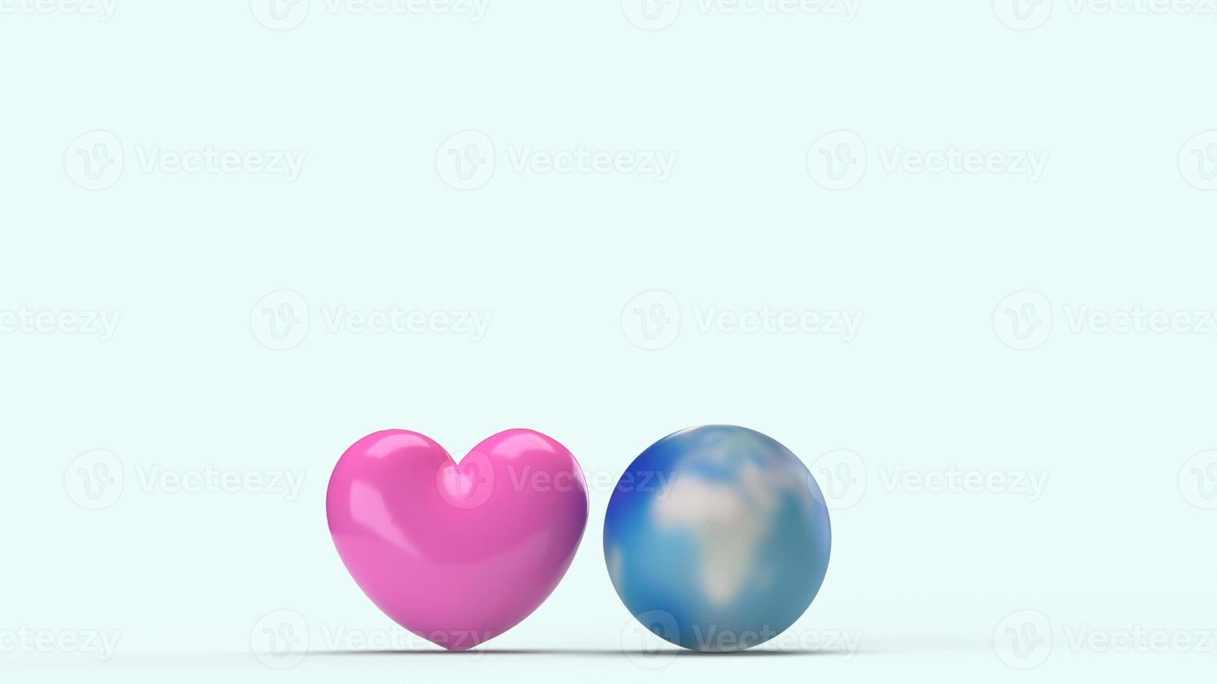 world and pink heart 3d rendering  for  holiday content. photo