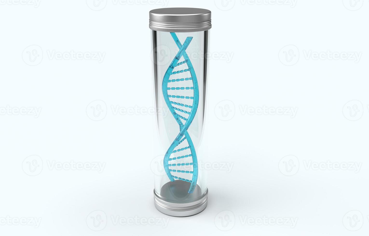 blue Dna in glass tube 3d rendering for science content. photo